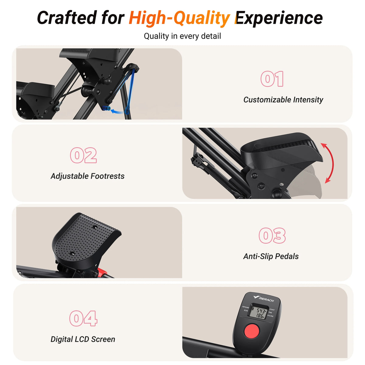 MERACH Foldable Stair Stepper With Handlebar And LCD Monitor