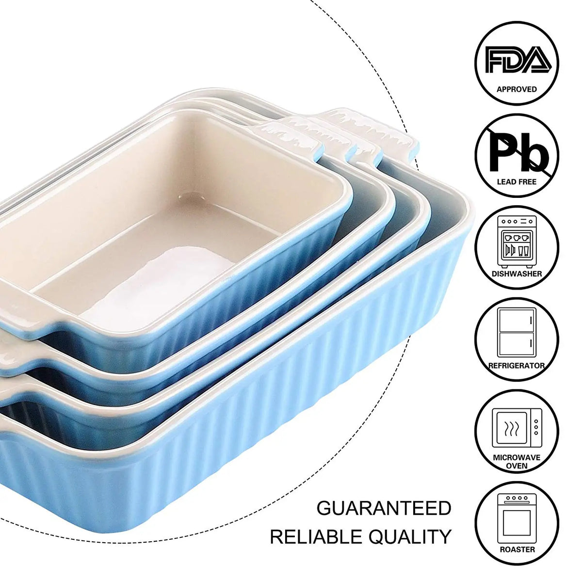 MALACASA Ceramic Baking Dish Set for Lasagna Pies and Casseroles