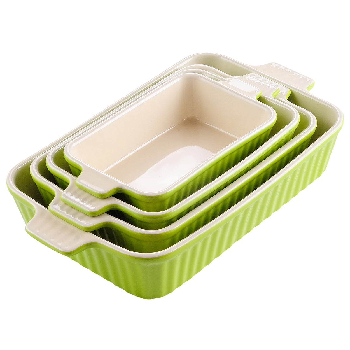 MALACASA Ceramic Baking Dish Set for Lasagna Pies and Casseroles