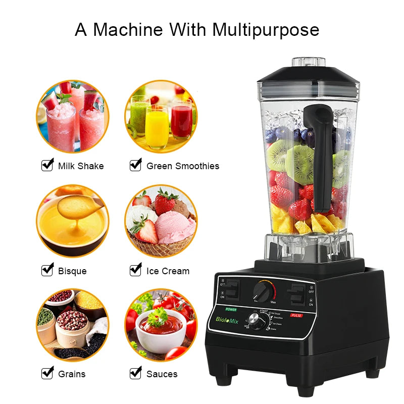 BioloMix Professional Blender With Smart Timer For Smoothies And Ice