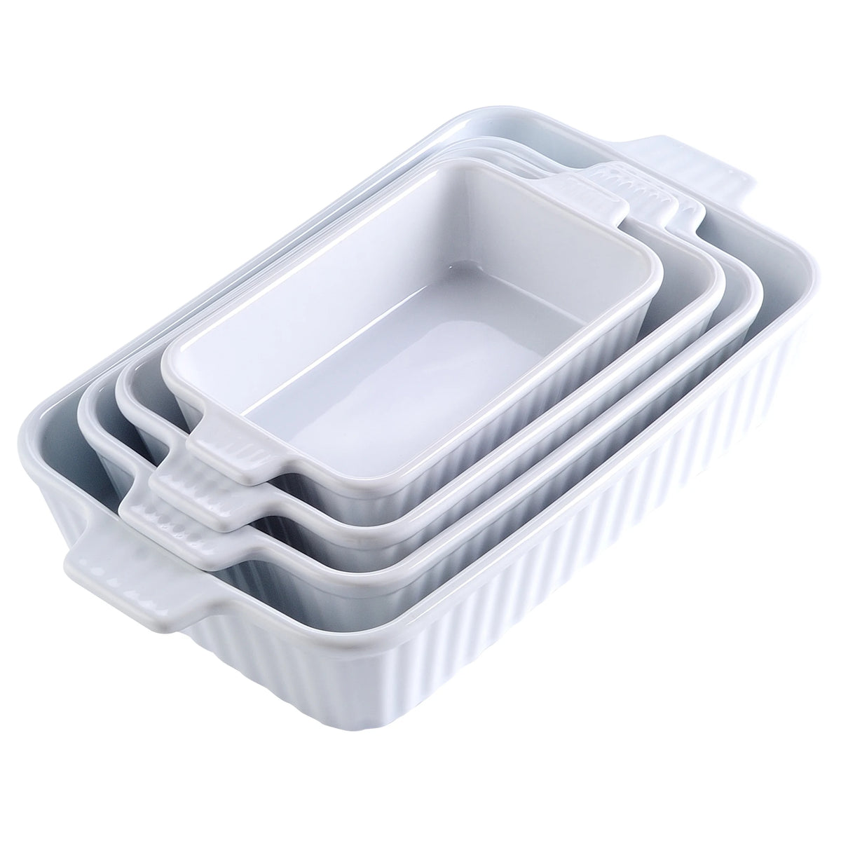 MALACASA Ceramic Baking Dish Set for Lasagna Pies and Casseroles