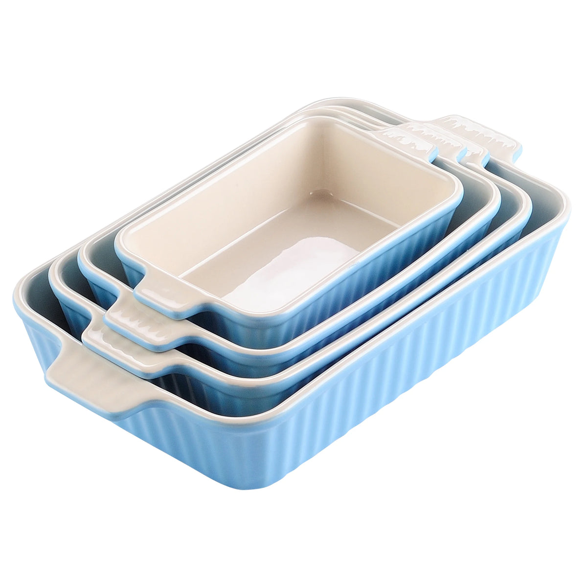 MALACASA Ceramic Baking Dish Set for Lasagna Pies and Casseroles