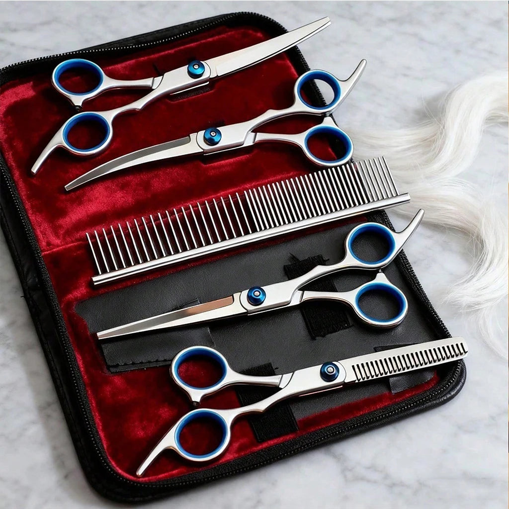 SHUYU Stainless Steel Pet Grooming Scissors Kit With Comb
