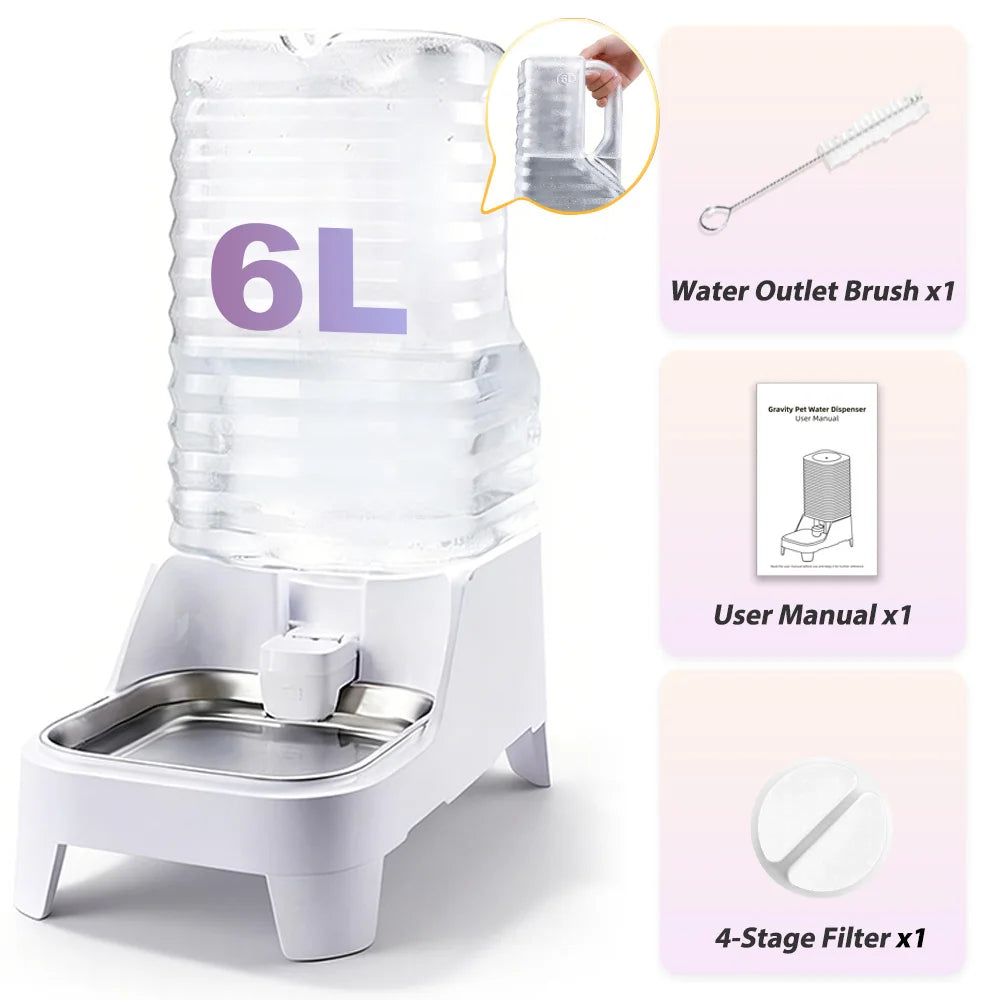 NITYERS Gravity Fed Stainless Steel Pet Water Dispenser
