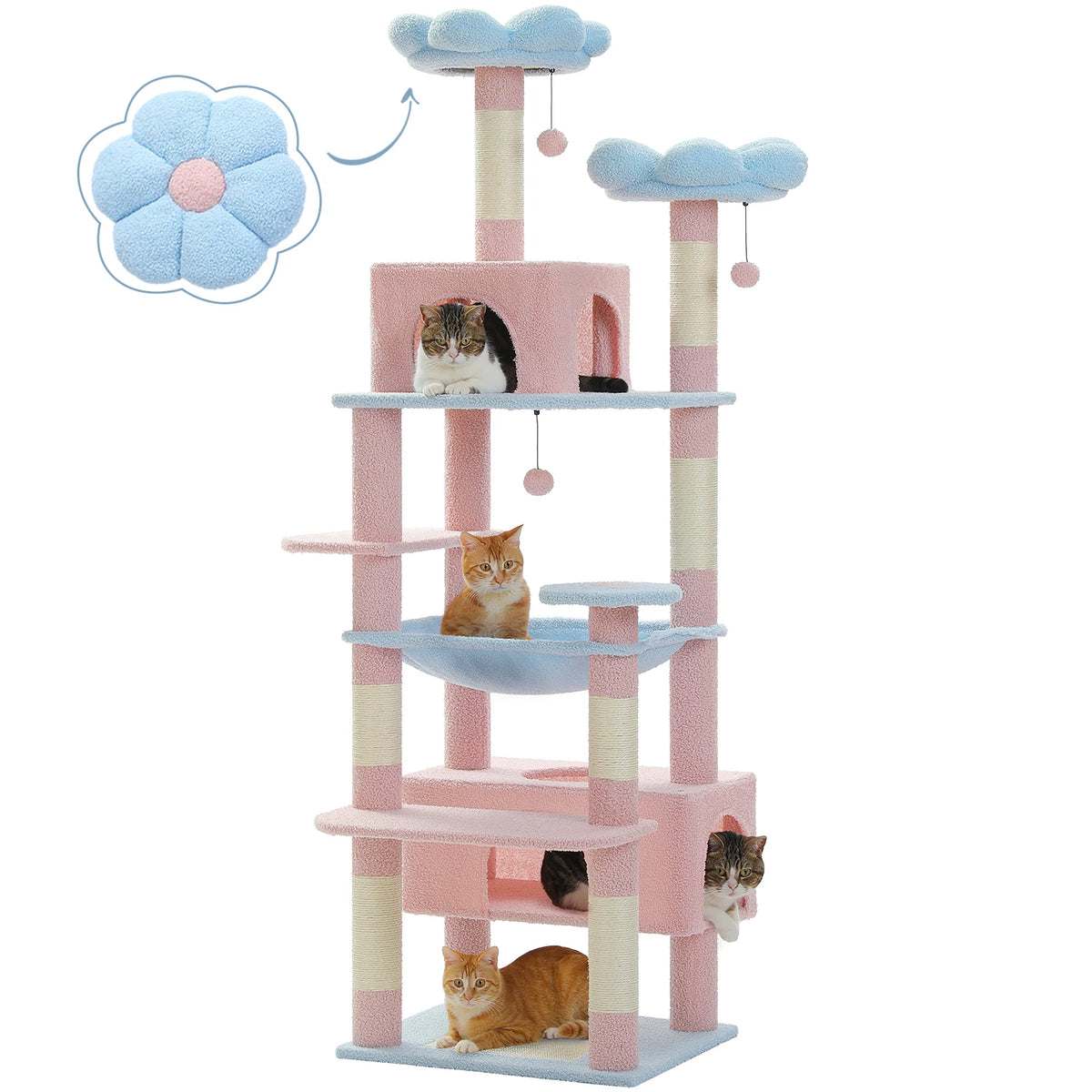PETEPELA Multi Level Cat Tree With Sisal Scratching Posts