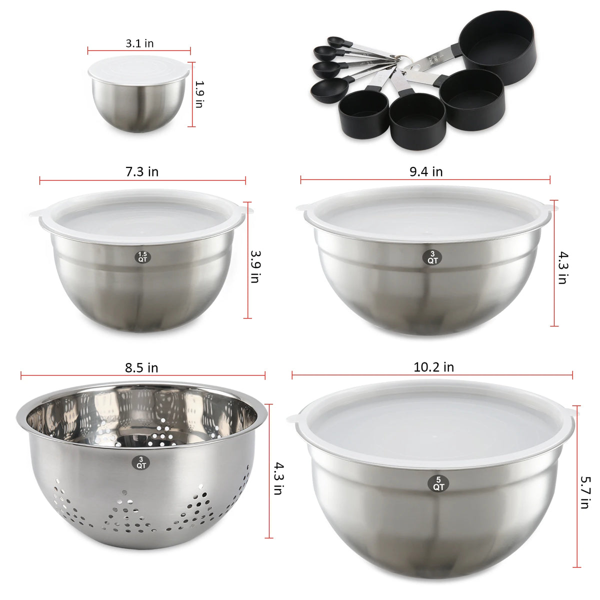 BARENTHAL Stainless Steel Nesting Mixing Bowl Set With Lids