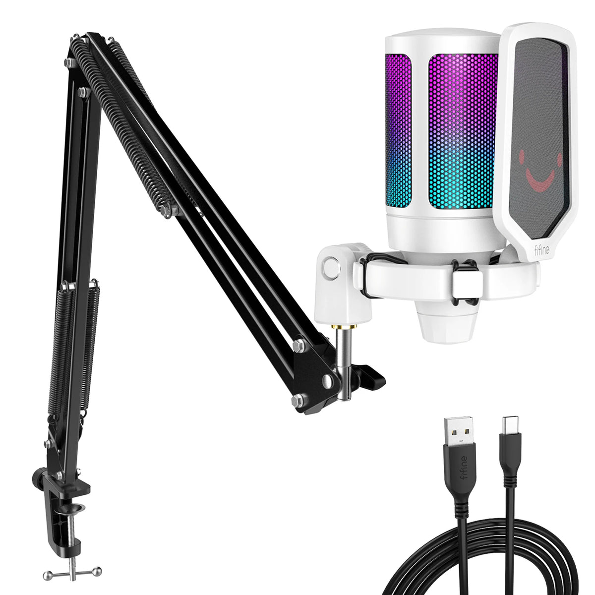 FIFINE USB Gaming Microphone Kit With Mute And RGB Features