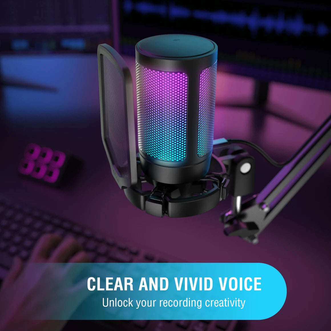 FIFINE AmpliGame USB Gaming Microphone With Pop Filter Shock Mount