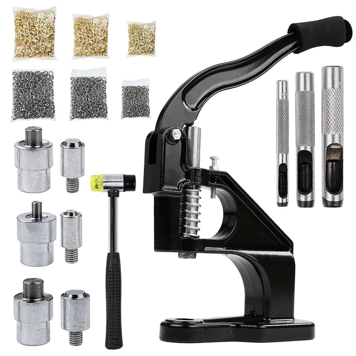Manual Grommet Press Tool for Leathercraft and Sewing Projects