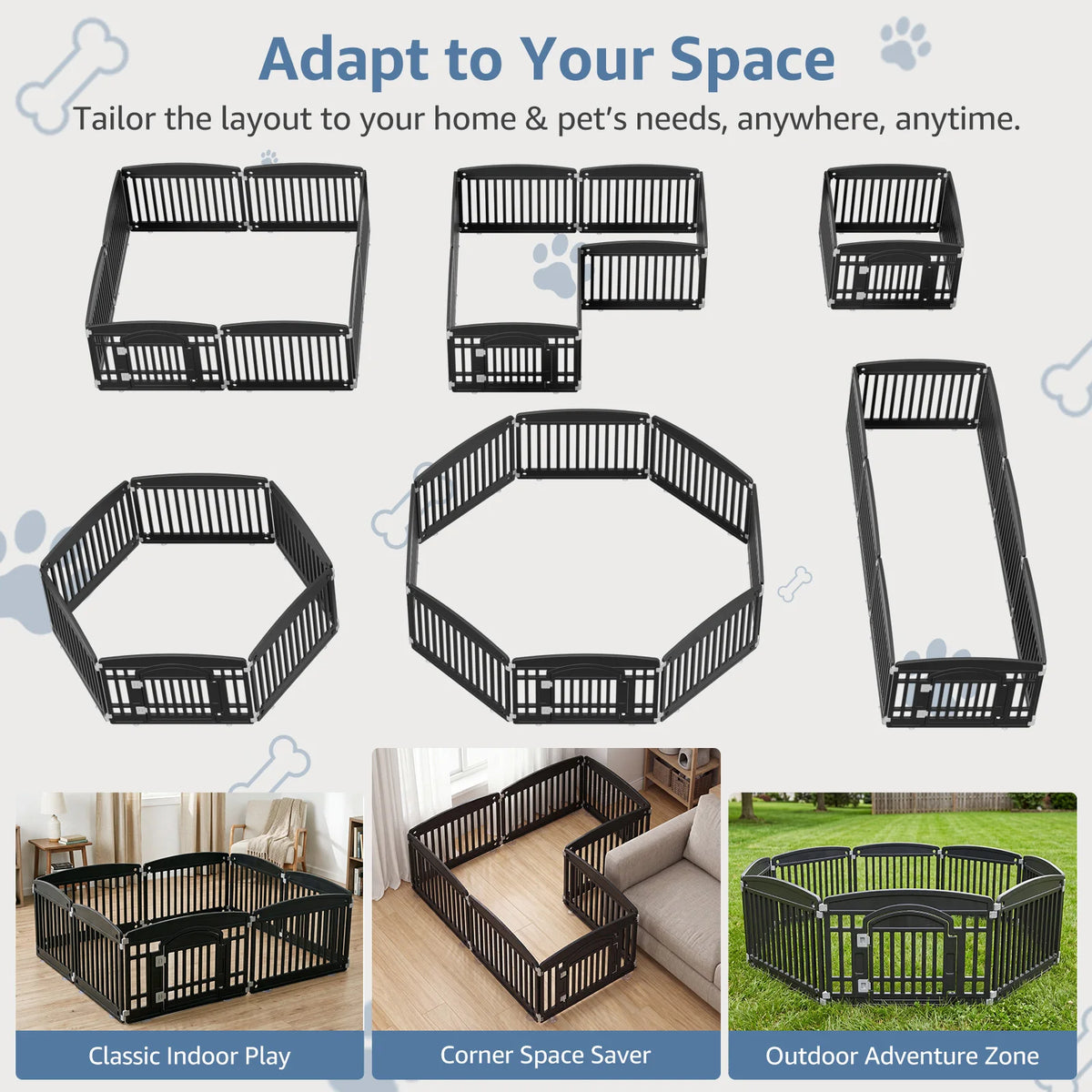 JHK Expandable Plastic Dog Playpen for Indoor and Outdoor Use