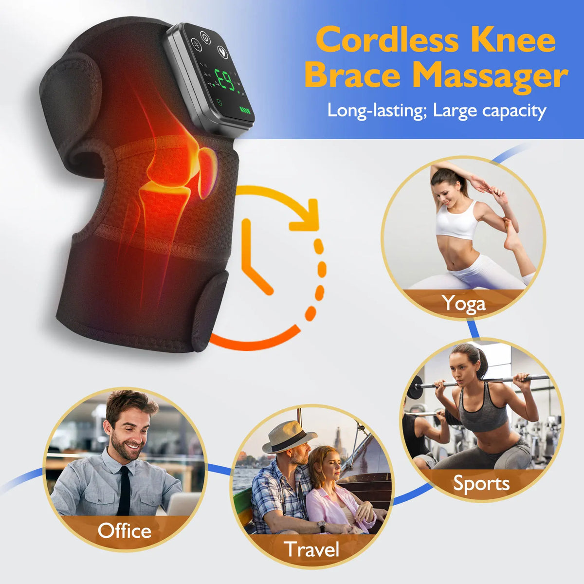 Hailicare Cordless 3-In-1 Thermal Knee Brace With Vibration Massage