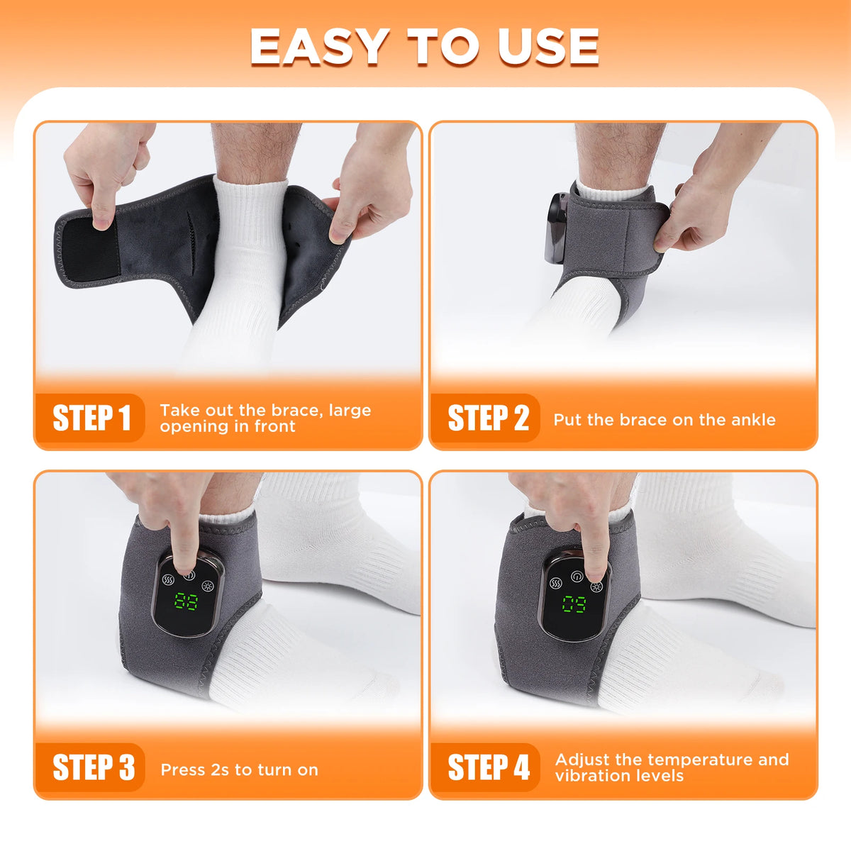 Hailicare Heated Ankle Brace with Five Level Vibration Support