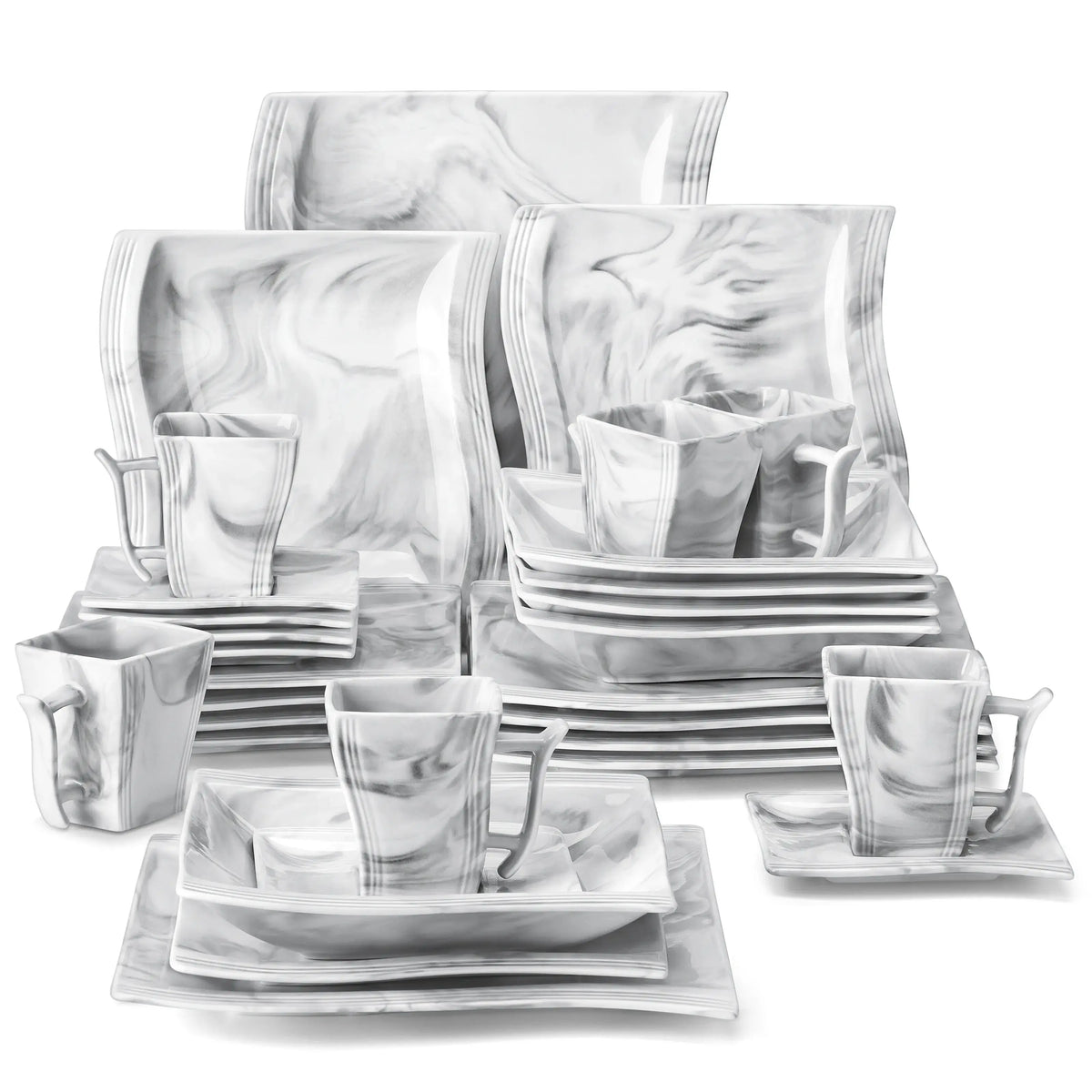 MALACASA Flora Porcelain Dinnerware Set With Plates Cups And Saucers