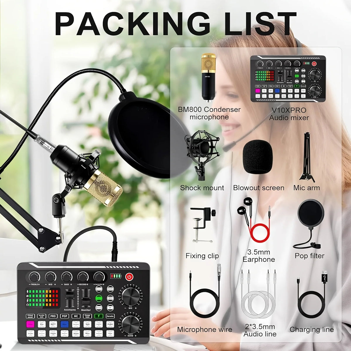 Podcast Microphone And Sound Card Kit For Streaming And Recording