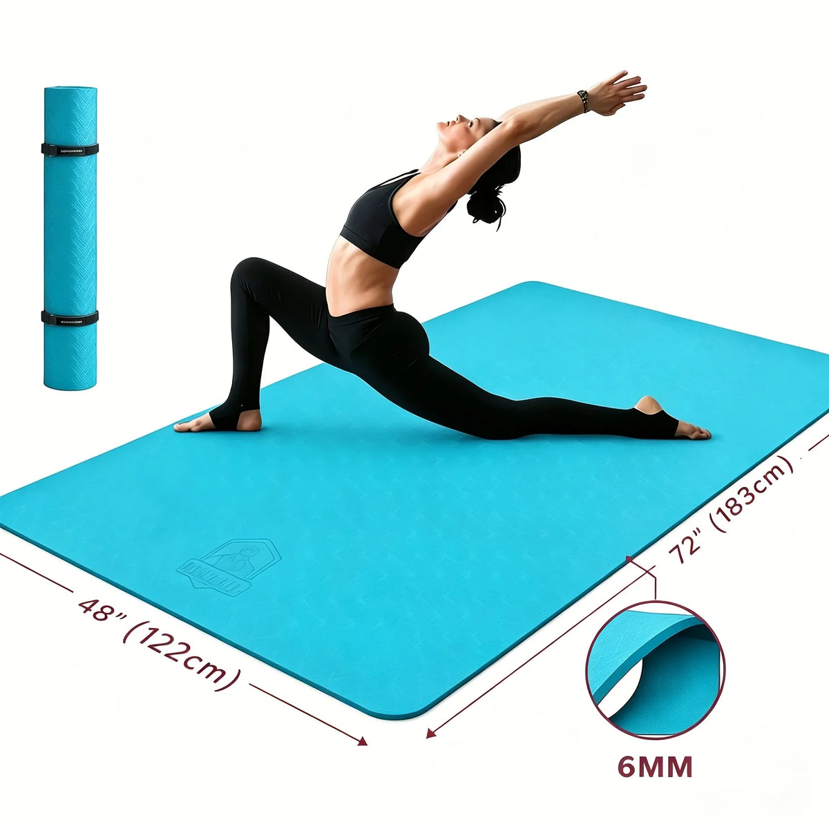 HAPBEAR Extra Large Non Slip TPE Yoga Mat for Pilates and Fitness