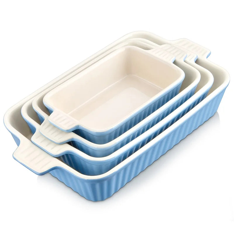 MALACASA Ceramic Baking Dish Set for Lasagna Pies and Casseroles