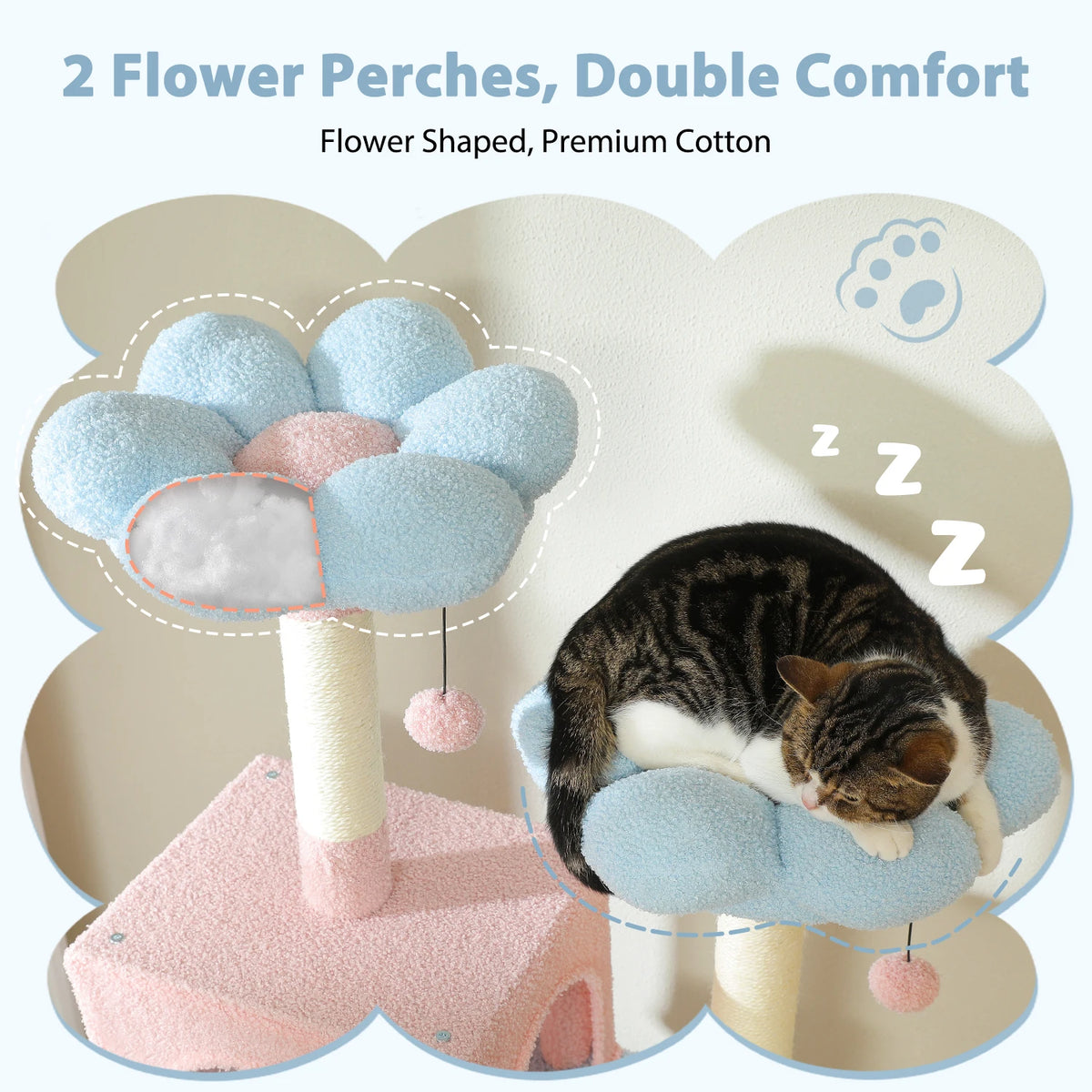 PETEPELA Multi Level Cat Tree With Sisal Scratching Posts