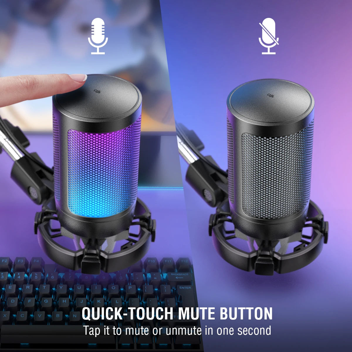 FIFINE USB Gaming Microphone Kit With Mute And RGB Features
