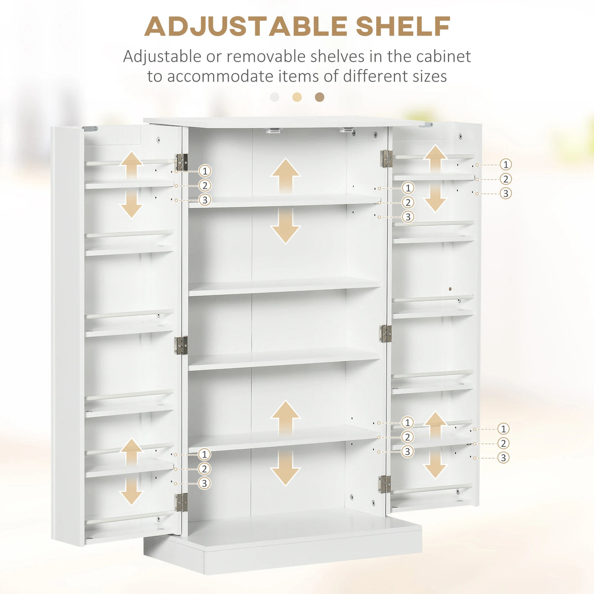 HOMCOM Modern Kitchen Pantry Cabinet With Double Doors And Shelves