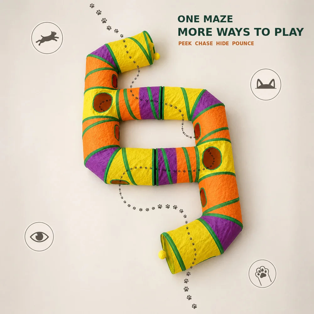 Zoe Connectable Cat Tunnel Maze With Peek Holes And Toys