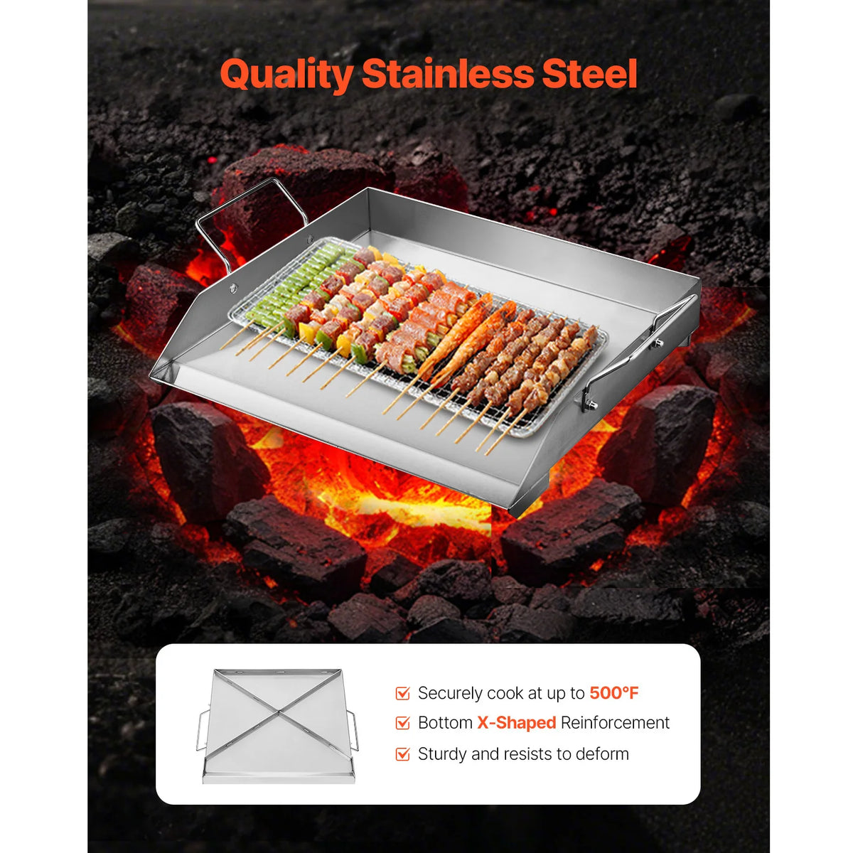 SucceBuy Stainless Steel Flat Top Griddle Plate for Gas Grill