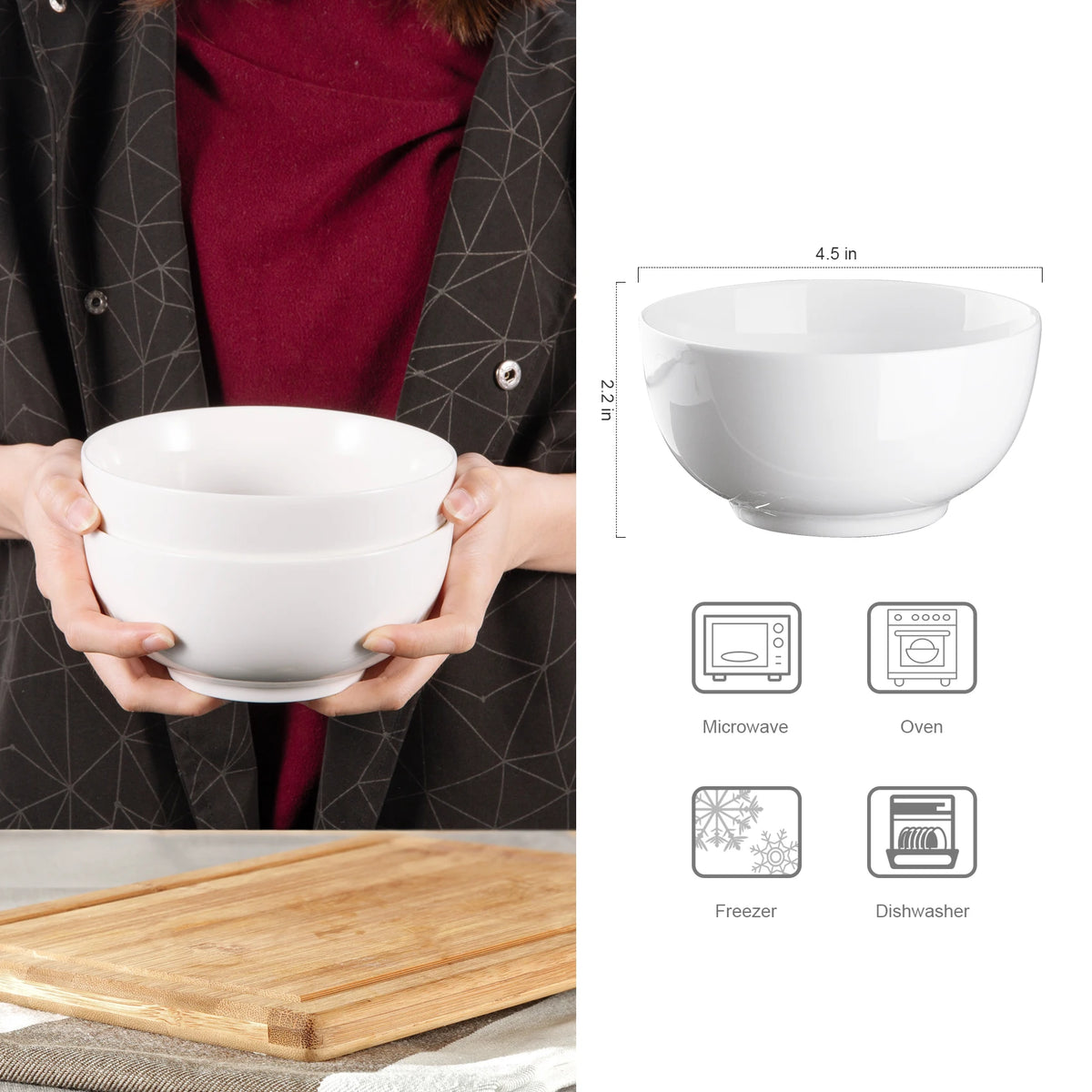 Porcelain Bowls for Cereal Soup Salad Pasta and Everyday Use