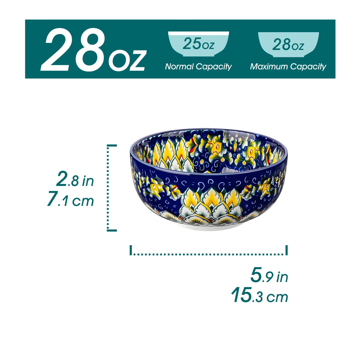 MALACASA Ceramic Cereal Bowls For Soup Salad Pasta And Oatmeal