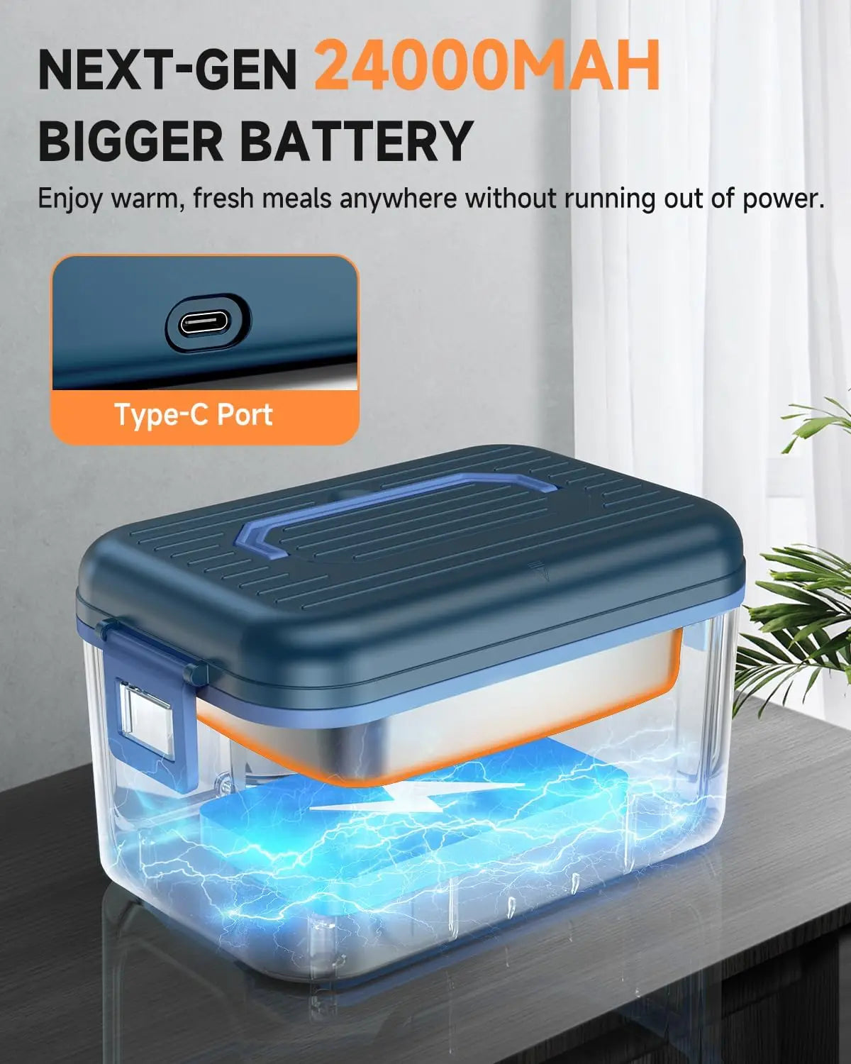 Cordless Electric Heated Lunch Box With Ice Crystal Cooling Box