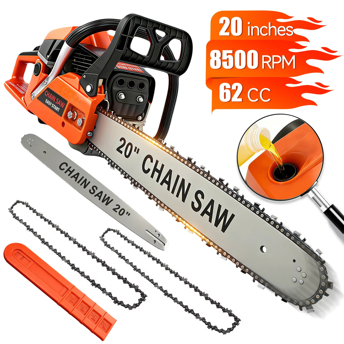 Two Stroke Gasoline Chainsaw For Heavy Duty Wood Cutting