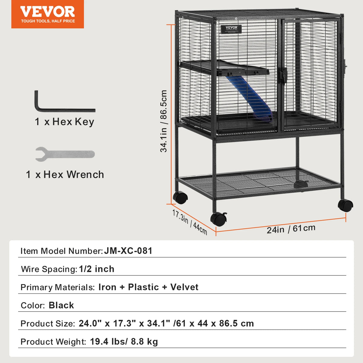 SucceBuy Four Tier Rolling Metal Small Animal Cage for Ferrets