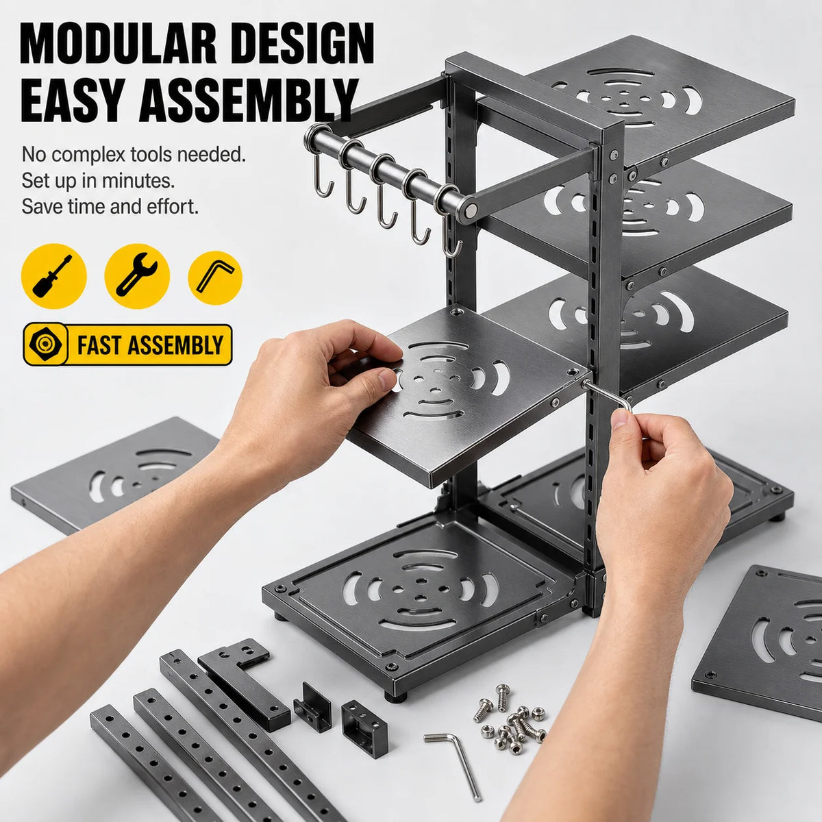 Adjustable Stainless Steel Kitchen Storage Rack With Drain Organizer