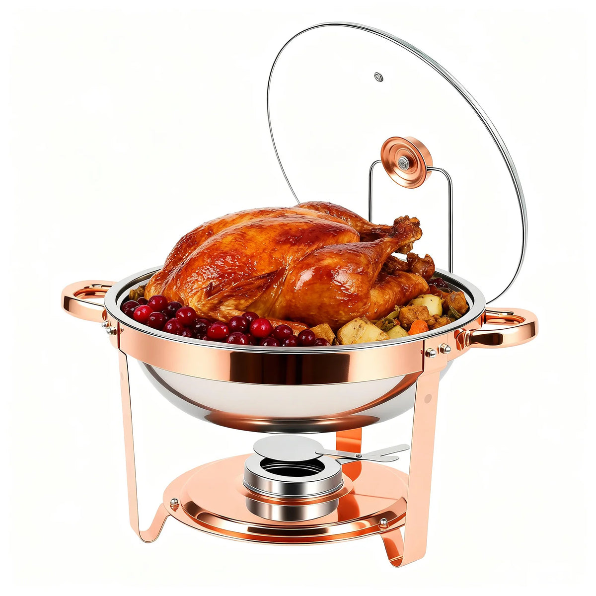 Gold Plated Stainless Steel Chafing Dish Set With Glass Lid
