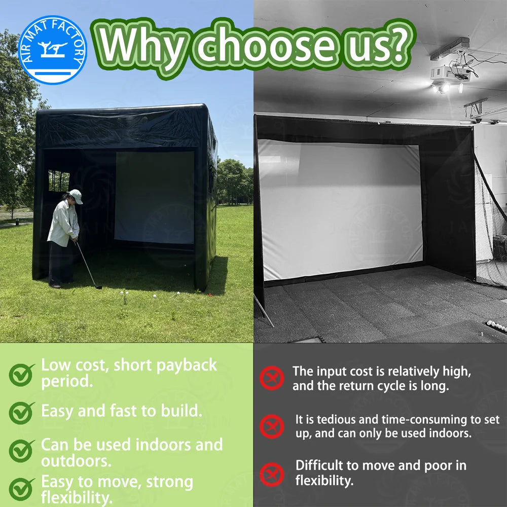 Inflatable PVC Golf Simulator Enclosure for Indoor and Outdoor Practice