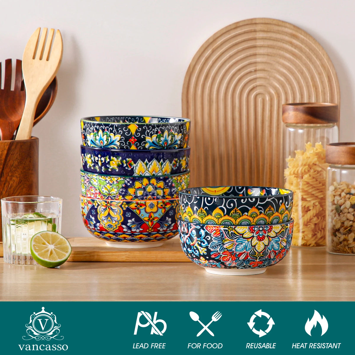 MALACASA Ceramic Cereal Bowls For Soup Salad Pasta And Oatmeal