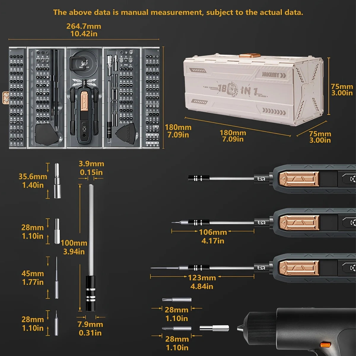 JAKEMY 180 In 1 Precision Magnetic Screwdriver Repair Tool Set