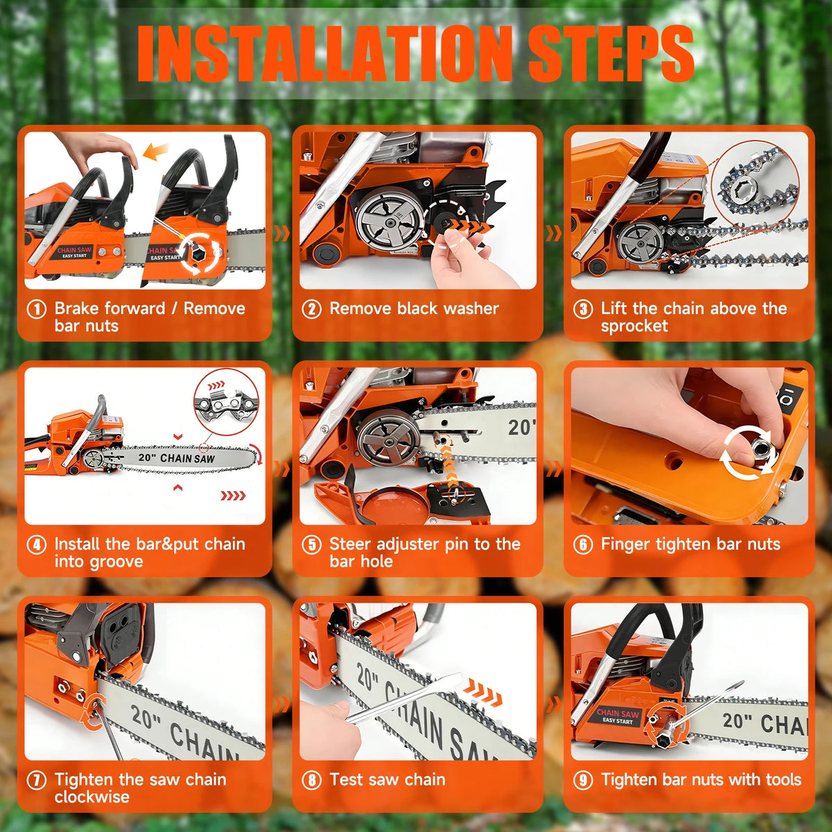 Two Stroke Gasoline Chainsaw For Heavy Duty Wood Cutting
