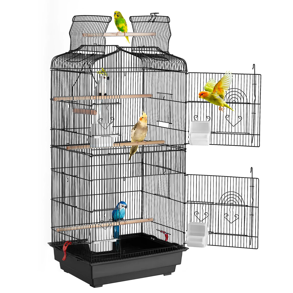 SucceBuy Hanging Bird Cage with Swing and Perch for Birds