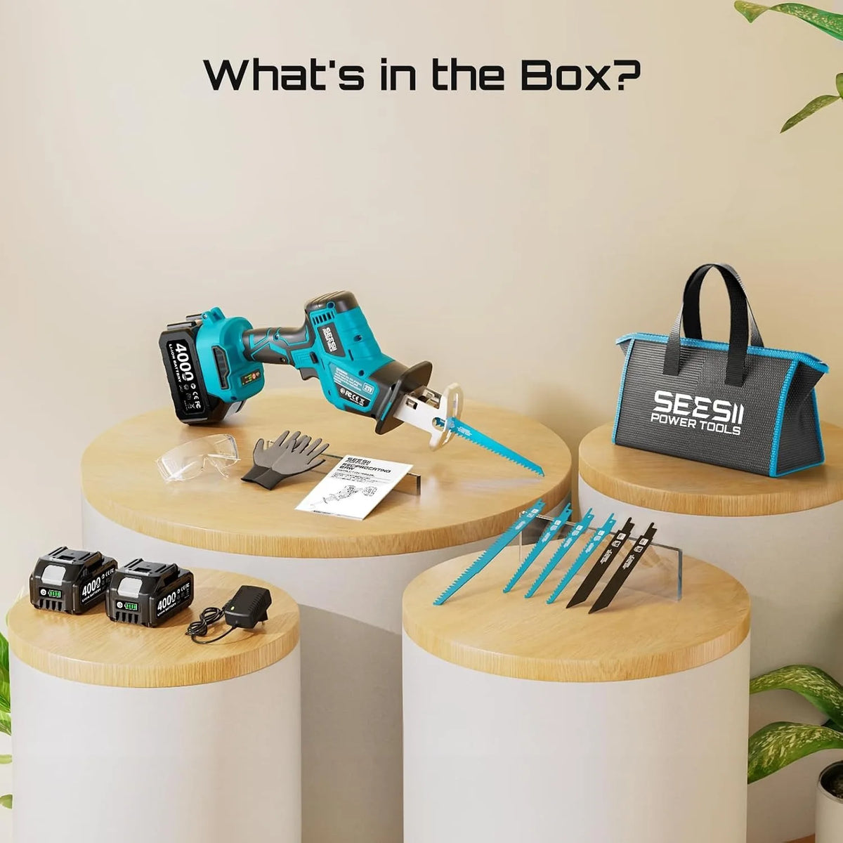 Seesii Brushless Cordless Reciprocating Saw for Wood and PVC Cutting