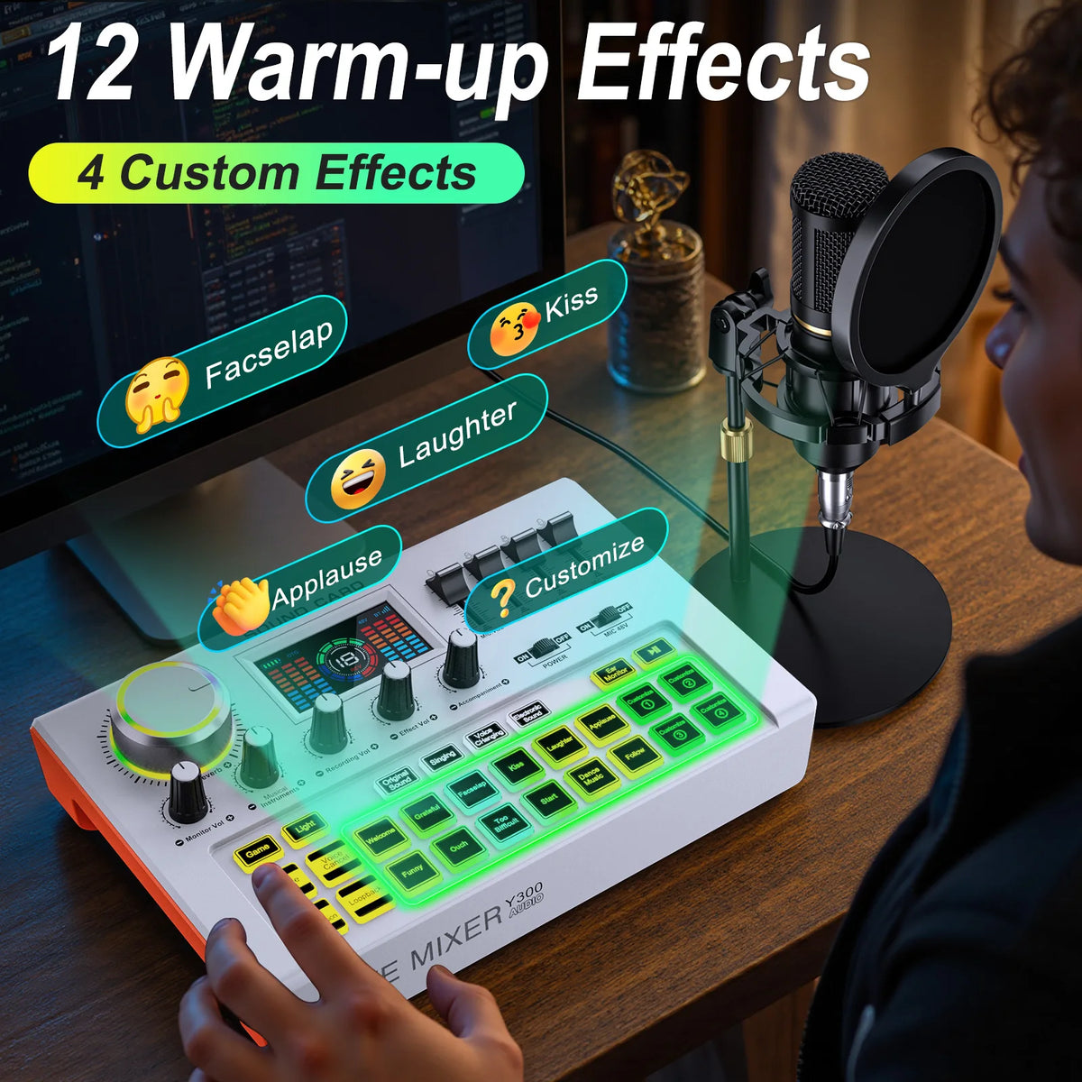 Tenlamp Y300-BM800 Live Audio Mixer for Podcasting and Streaming