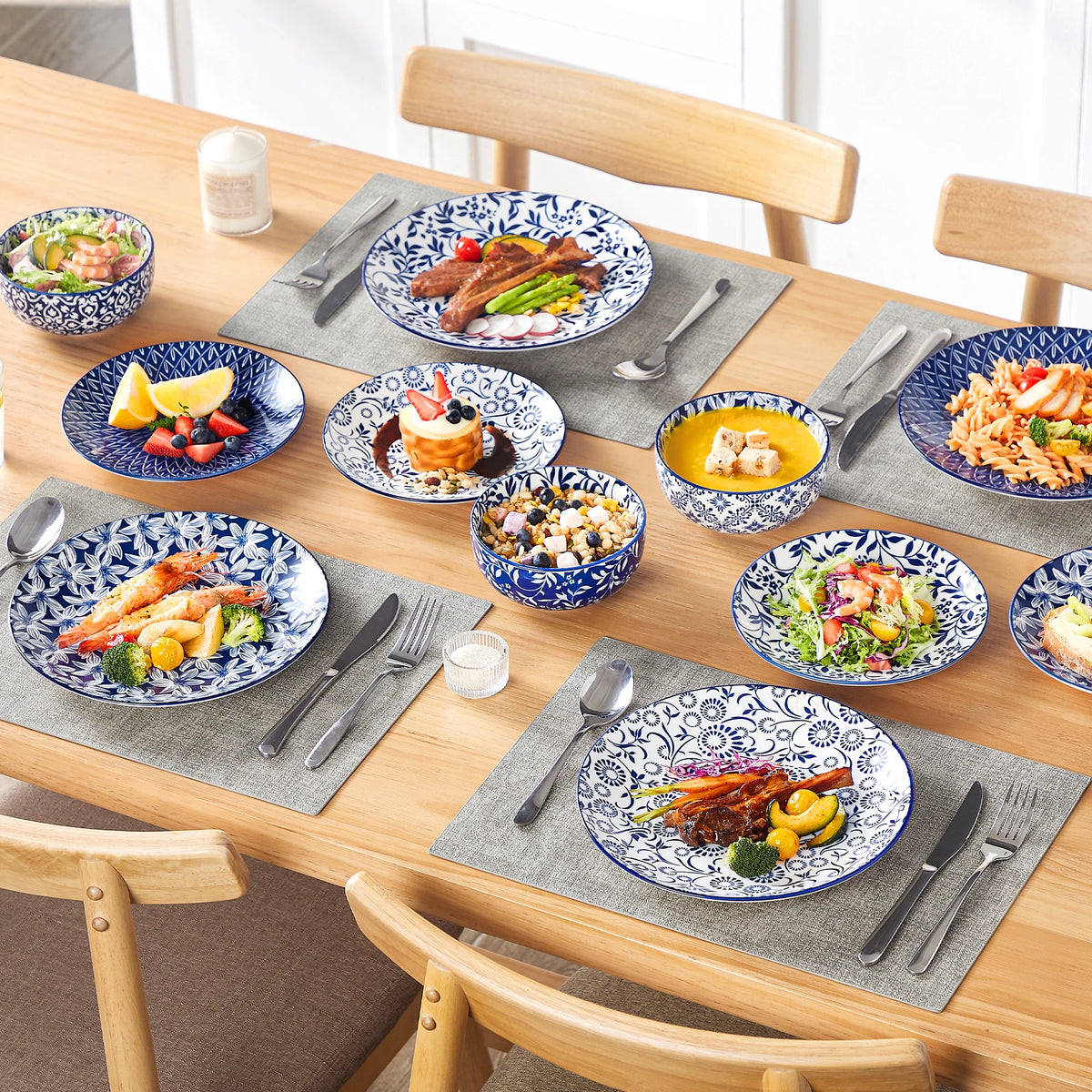 MALACASA Floral Ceramic Dinnerware Set With Plates And Bowls