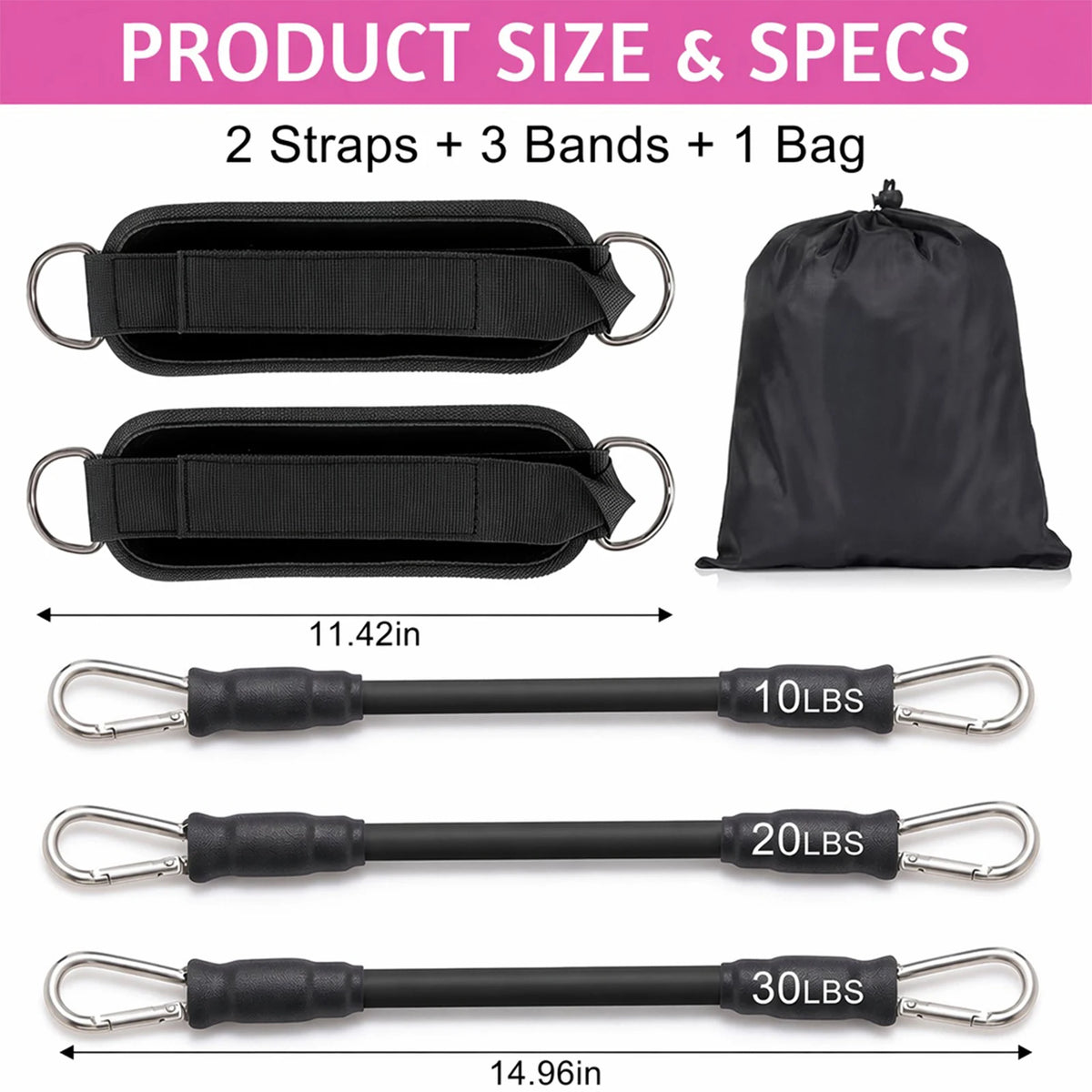 Ankle Resistance Bands With Secure Cuffs For Glute Training