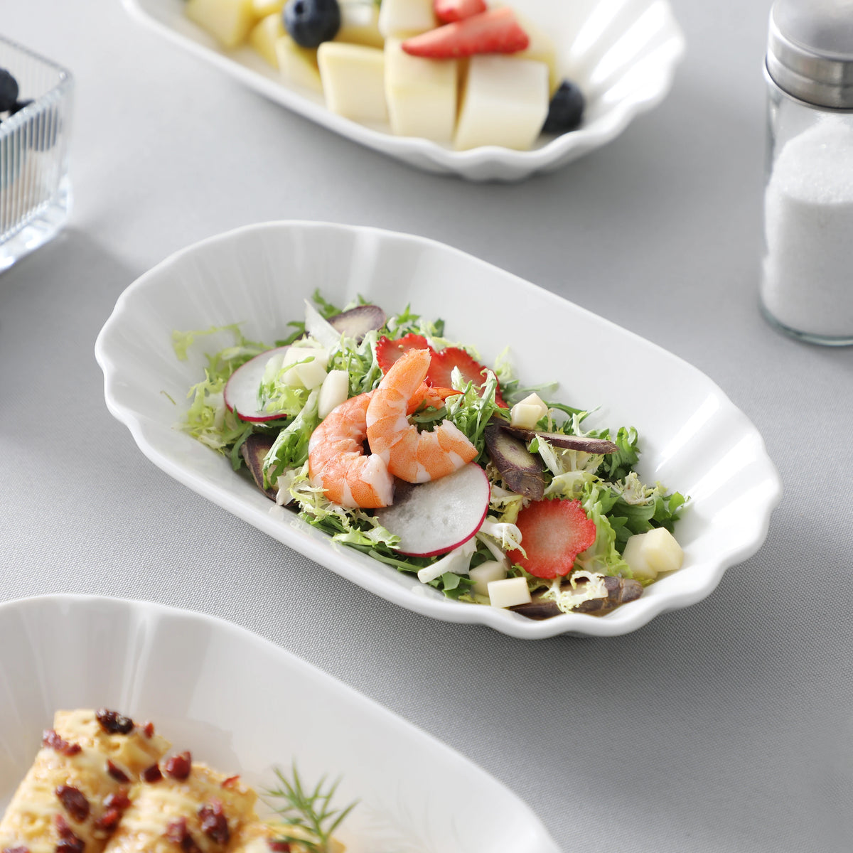 MALACASA Ceramic Oval Snack Plates for Breakfast and Desserts