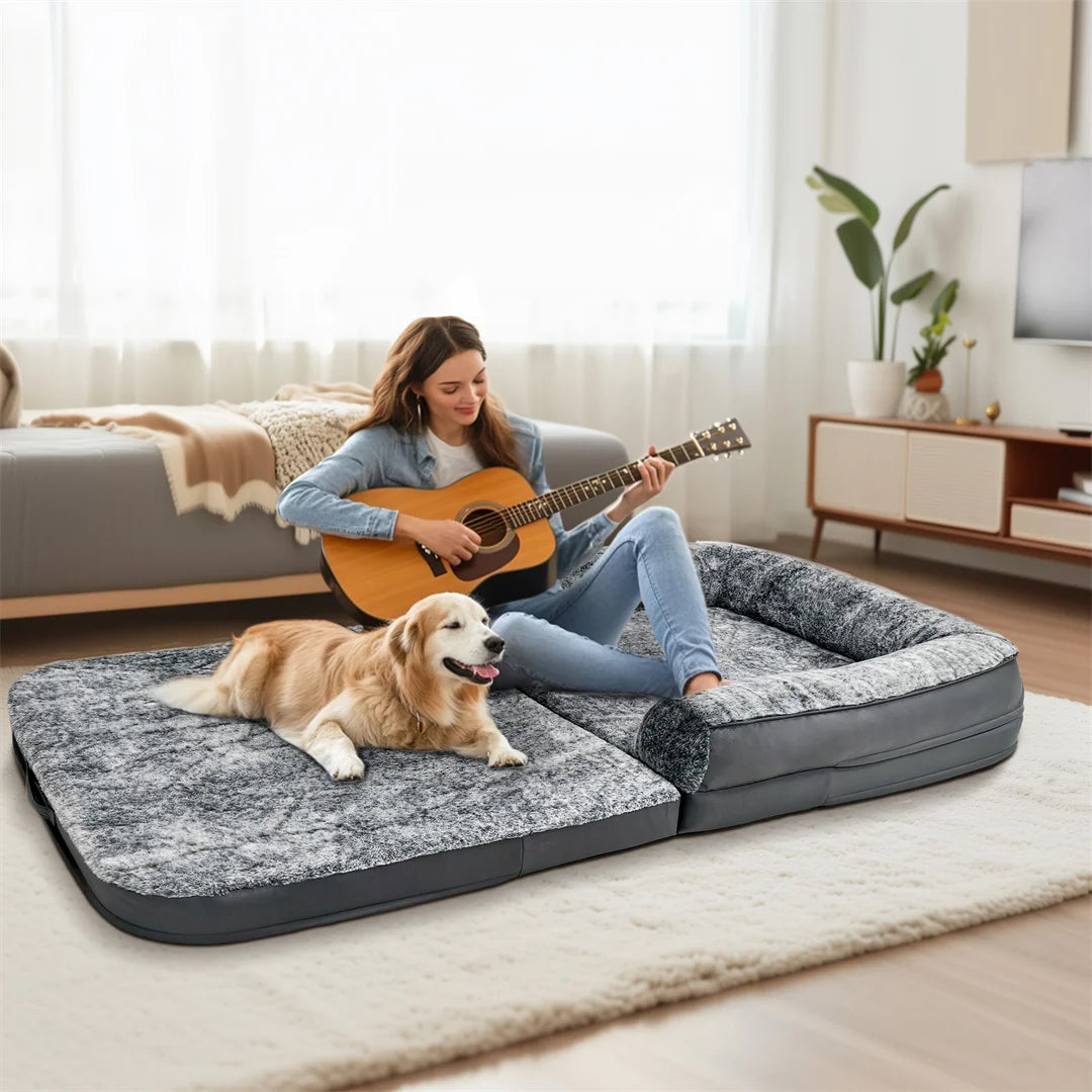 BINGOPAW Giant Plush Orthopedic Calming Dog Bed With Removable Cover