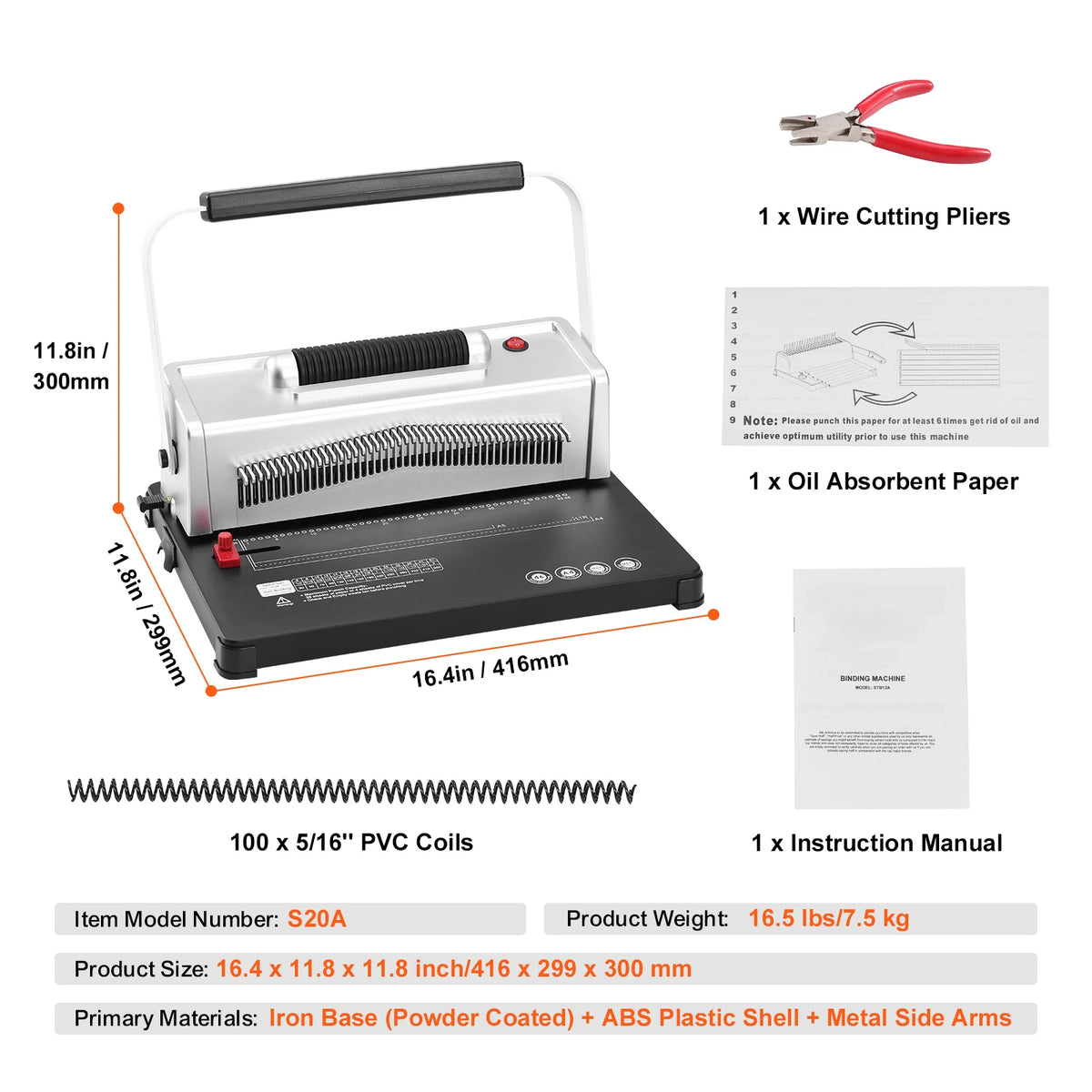 SucceBuy Manual Coil Binding Machine With 34 Hole Punch