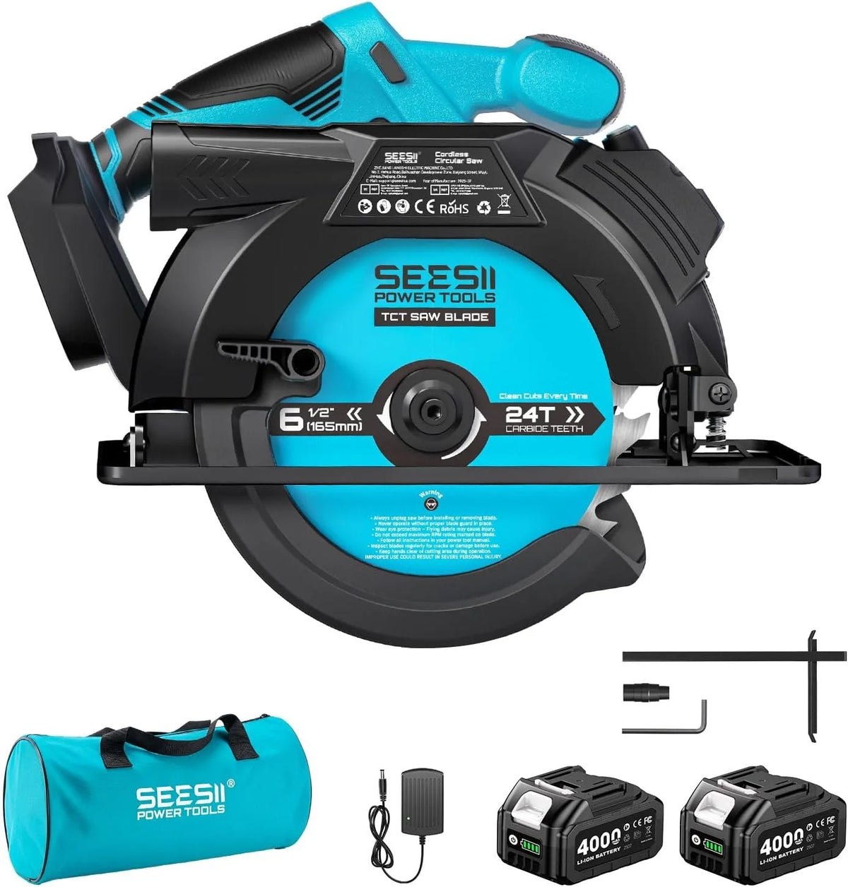 Seesii Cordless Circular Saw With Adjustable Cutting Angle