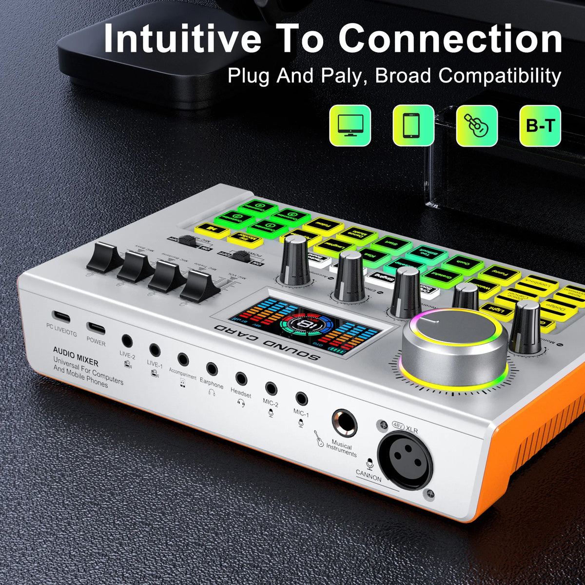 Tenlamp Y300-BM800 Live Audio Mixer for Podcasting and Streaming