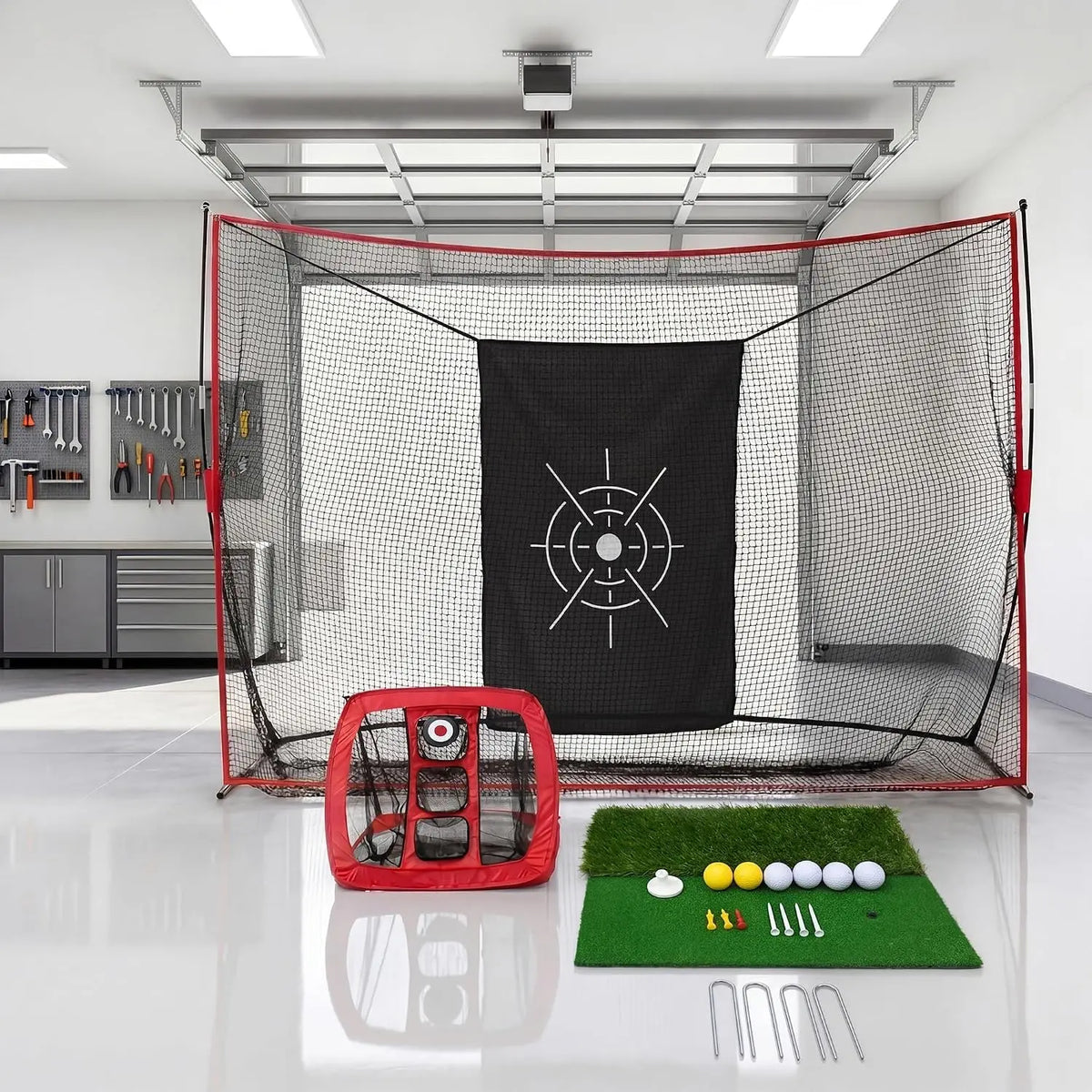 Tacleekii Golf Practice Net with Aiming Cloth for Swing Training