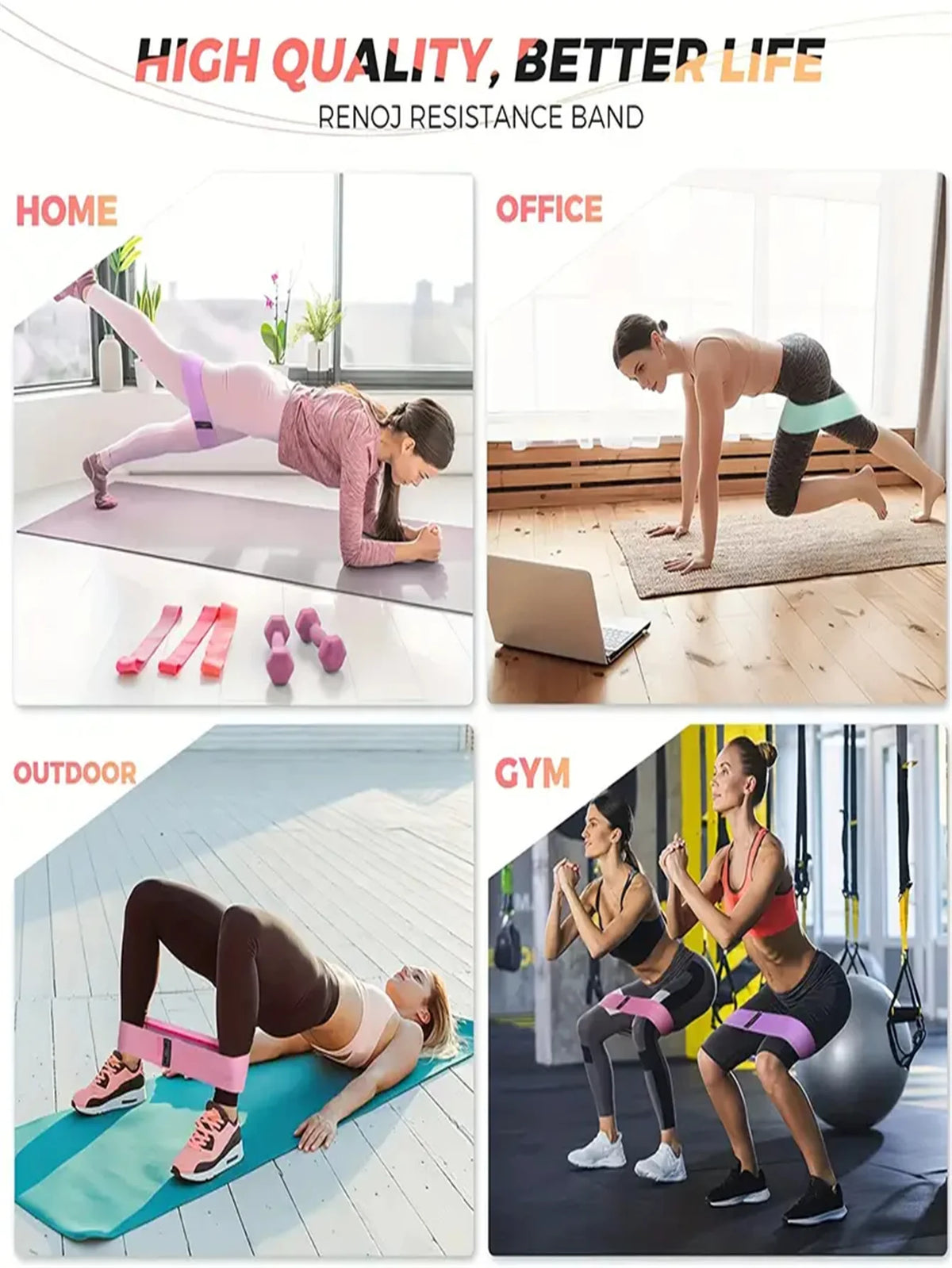 Pilates Yoga Resistance Bands for Stretching and Lower Body Workouts