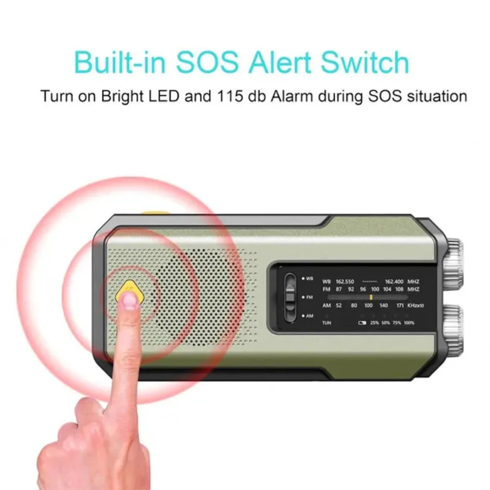 Stonego Emergency Solar Radio With Hand Crank And Phone Charger