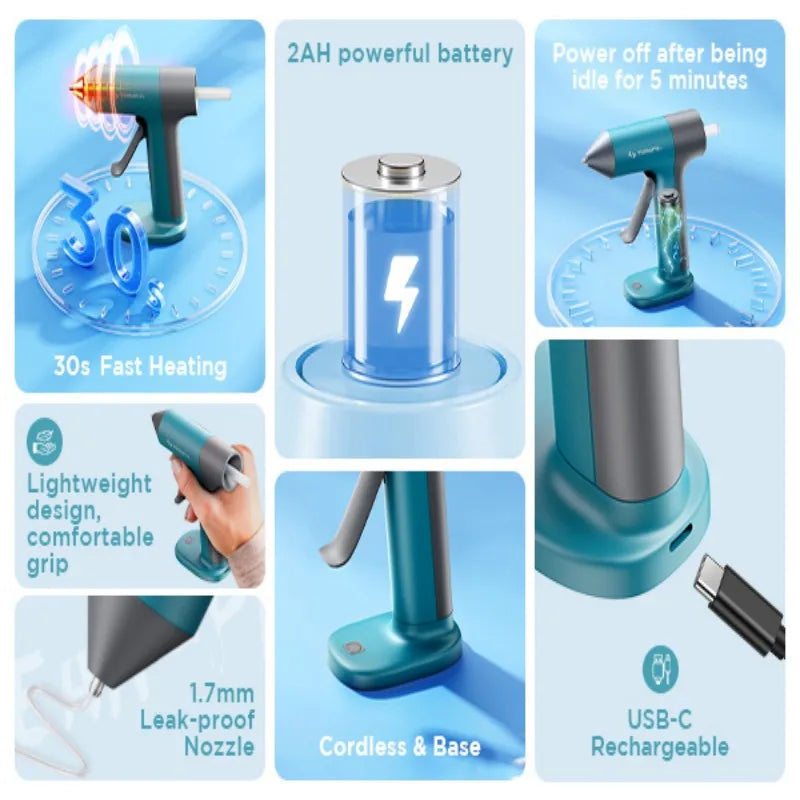 Parrior Cordless Hot Glue Gun With Safe Nozzle And Sticks